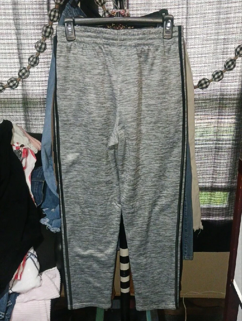 adidas Youth Gray Heather Joggers with Black Side Stripes